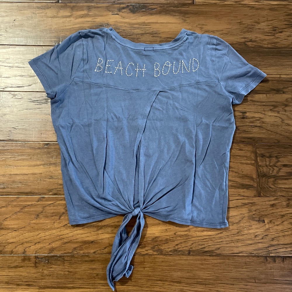 aerie tie back baby tee T shirt blue size small